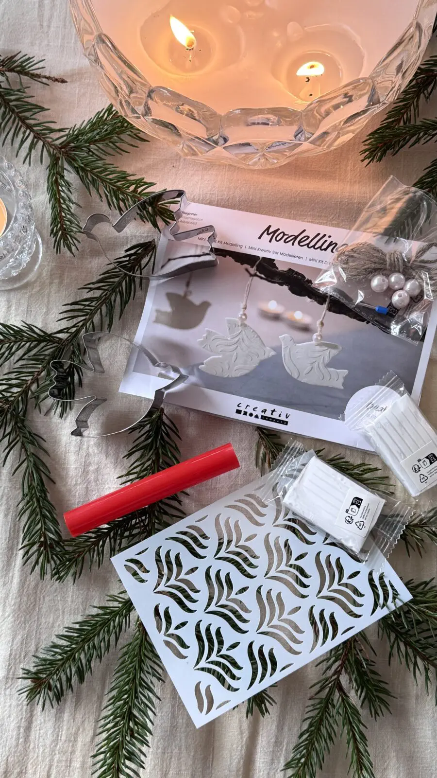 Diykit julhängen i fimolera fåglar