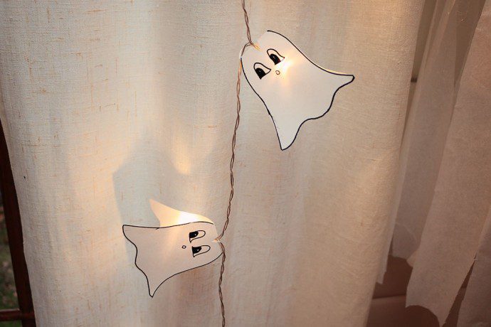halloweenpyssel: spökljuslinga