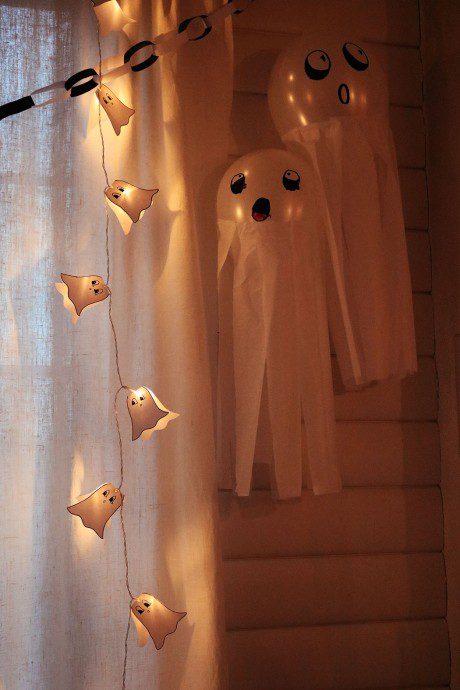halloweenpyssel: spökljusslinga
